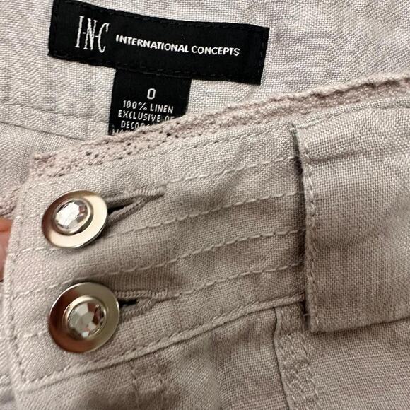 INC International Concepts Vintage 100% Linen Low Rise Flared Going Out Size 0 - Picture 5 of 5